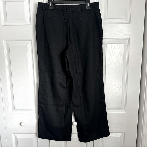 Lands End Womens Black High Rise Wide Leg Linen Pants Sz 14 Minimalist Office - Picture 2 of 13